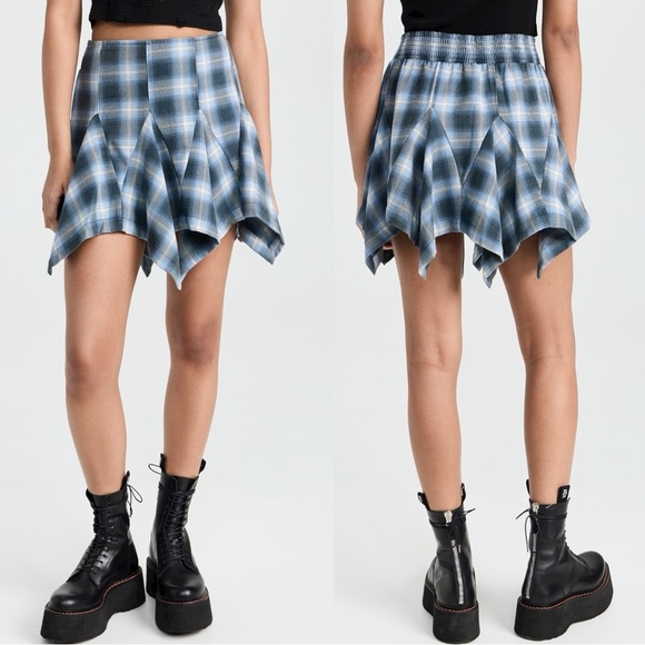 Free People Fairy Grunge 90s Xia Tartan Plaid Mini Skirt Size Medium Shark Bite - Picture 8 of 13